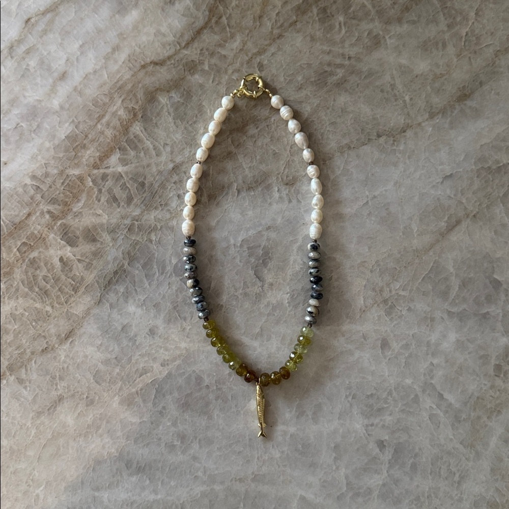 The Sardinia | Genuine Pearl, Silverite, & Garnet Necklace